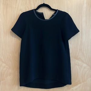 Madewell Black Top w/Leather Trim